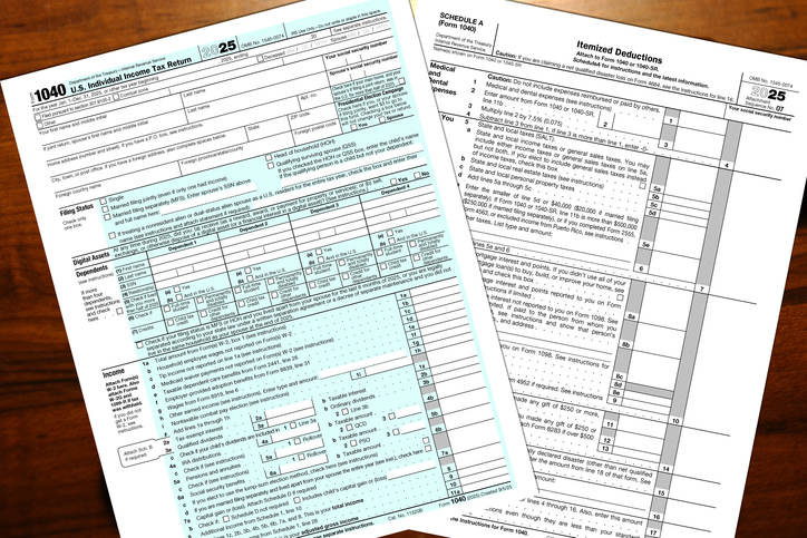 1040 U.S. Individual Income Tax Return forms.