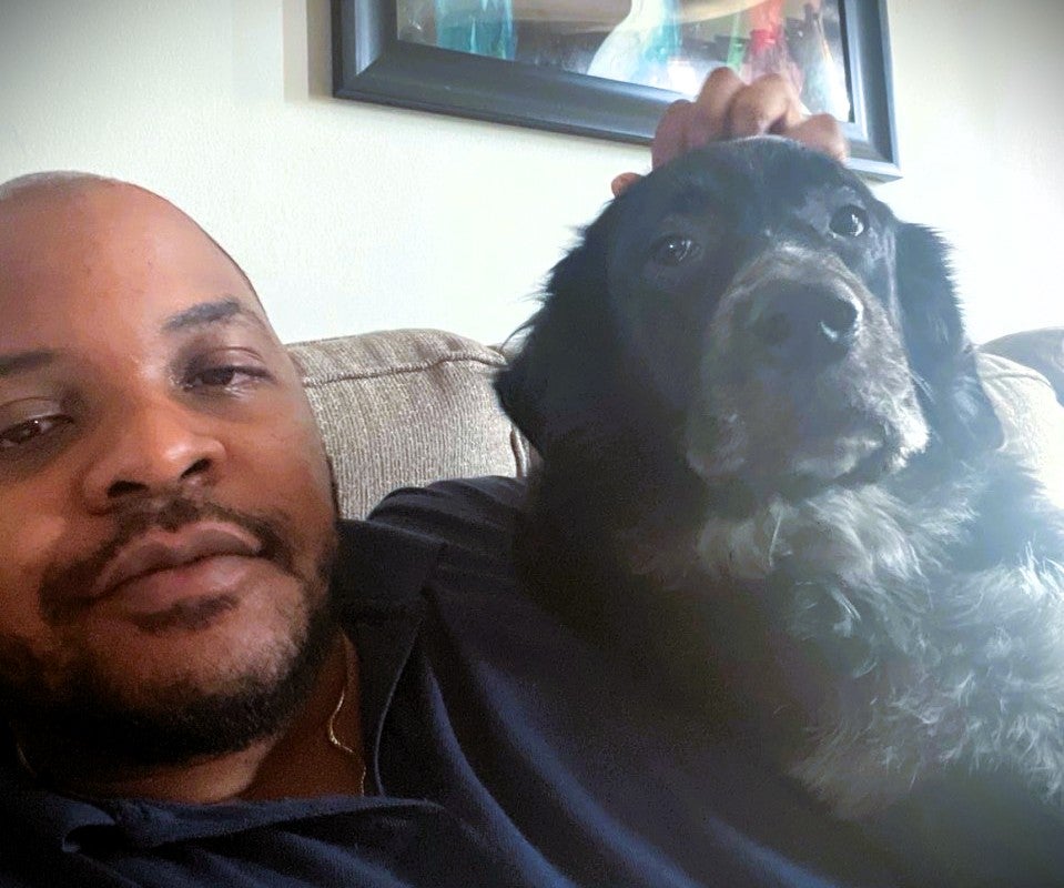 Rahkim Sabree and his dog Loki